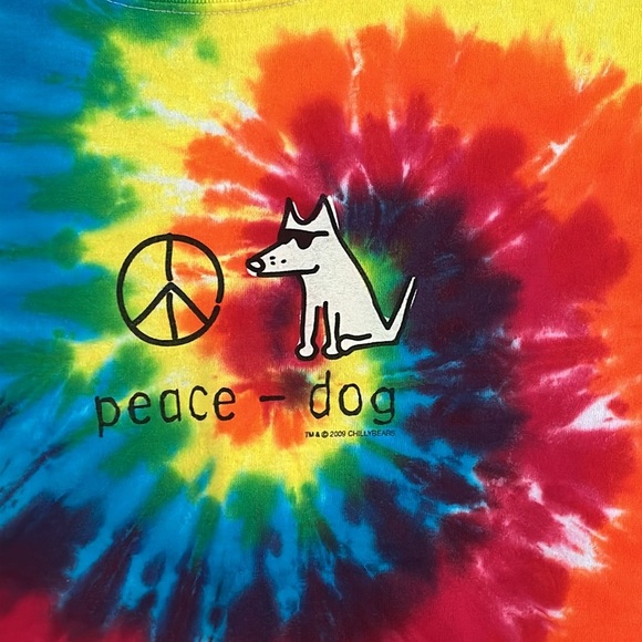 Teddy The Dog Peace Dog Tye Dye Multicolor S/S T-Shirt - Picture 2 of 6